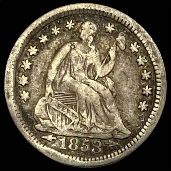 1853-O Arrows Seated Liberty Half Dime NEARLY UNCIRCULATED