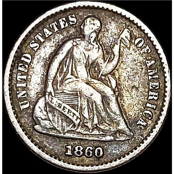 1860 Seated Liberty Half Dime NEARLY UNCIRCULATED