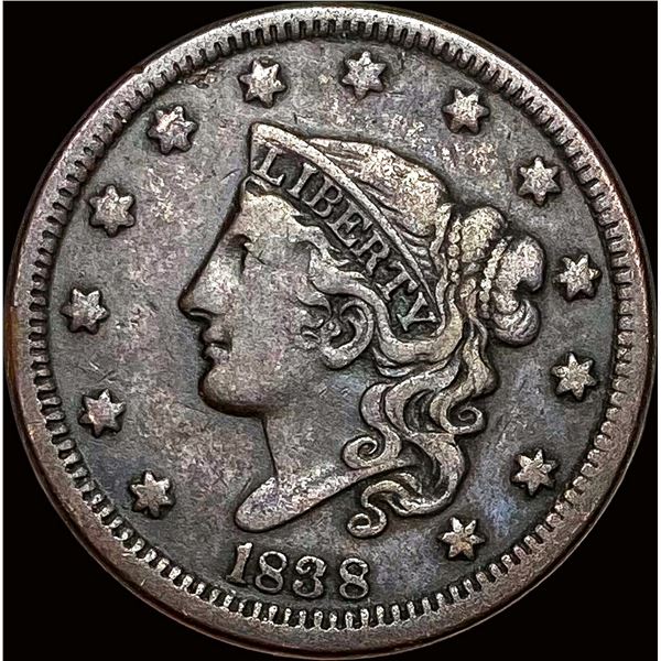 1838 Coronet Head Large Cent LIGHTLY CIRCULATED