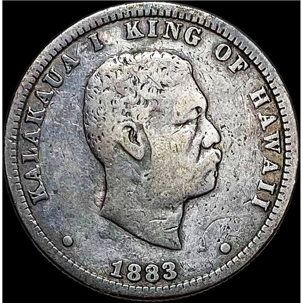1883 Hawaii Silver 1/4 Dollar LIGHTLY CIRCULATED