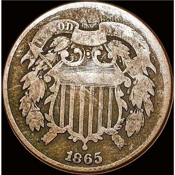 1865 Copper Two-Cent Piece NICELY CIRCULATED