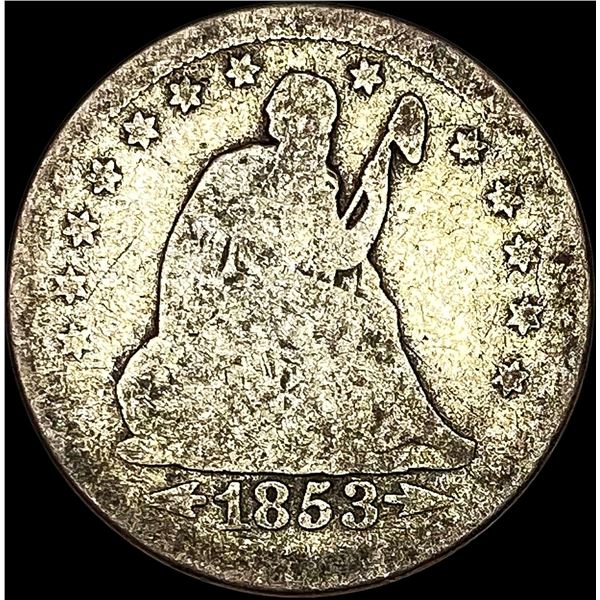 1853 Arrows/Rays Seated Liberty Quarter NICELY CIRCULATED