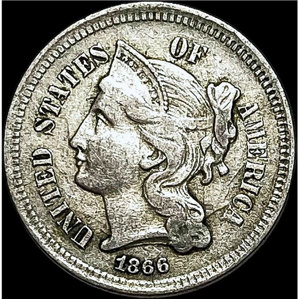 1866 Nickel Three-Cent Piece NEARLY UNCIRCULATED