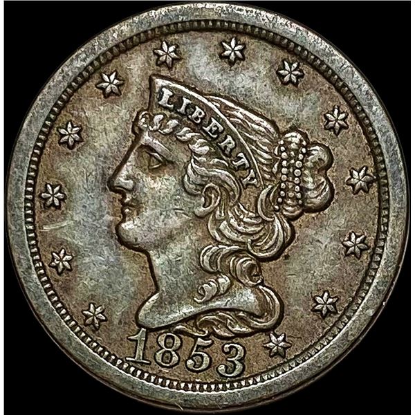 1853 Braided Hair Half Cent CLOSELY UNCIRCULATED