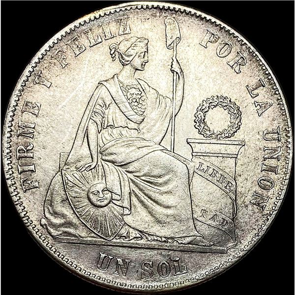 1875 Peru Silver Un Sol CLOSELY UNCIRCULATED