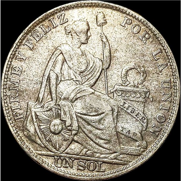 1931 Peru Silver 1 Sol CLOSELY UNCIRCULATED