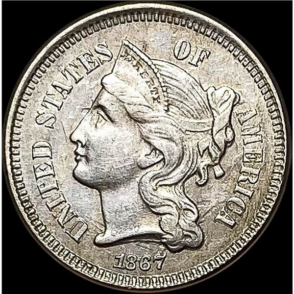 1867 Nickel Three-Cent Piece CHOICE AU