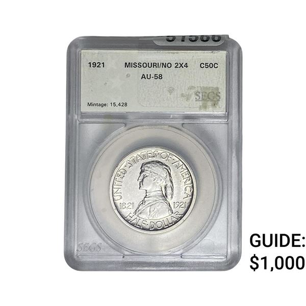 1921 Missouri Half Dollar SEGS AU58