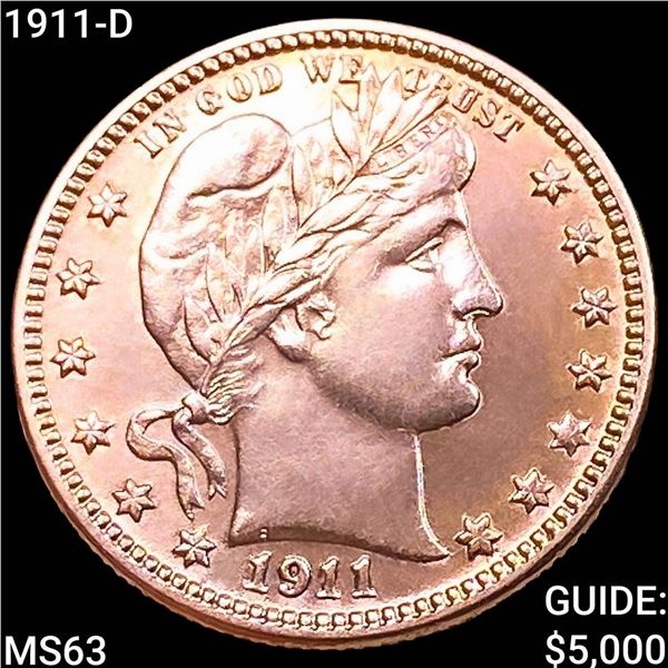 1911-D Barber Quarter CHOICE BU