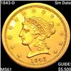 Image 1 : 1843-O Sm Date $2.50 Gold Quarter Eagle UNCIRCULATED