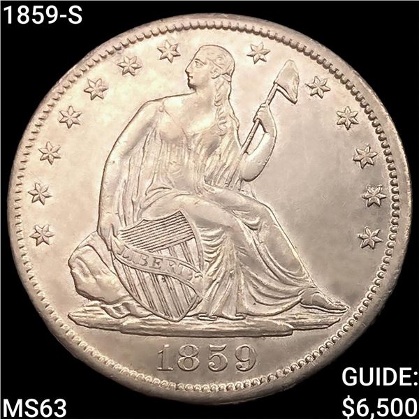 1859-S Seated Liberty Half Dollar CHOICE BU