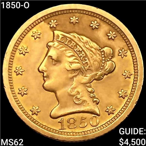 1850-O $2.50 Gold Quarter Eagle UNCIRCULATED