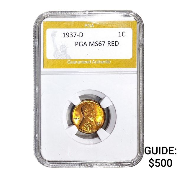 1937-D Wheat Cent PGA MS67 Red