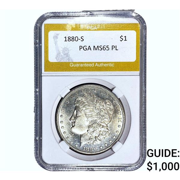 1880-S Morgan Silver Dollar PGA MS65 PL