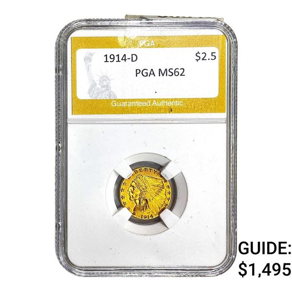 1914-D $2.50 Gold Quarter Eagle PGA MS62