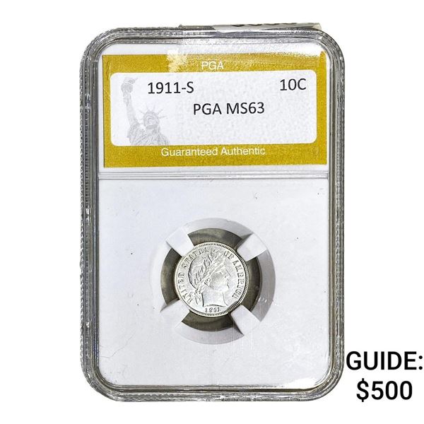 1911-S Barber Dime PGA MS63