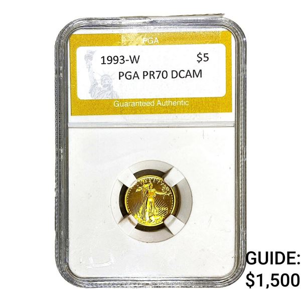 1993-W 1/10oz $5 Gold American Eagle PGA PR70 DCAM