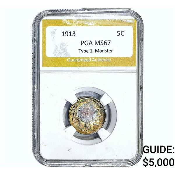 1913 Buffalo Nickel PGA MS67 Monster