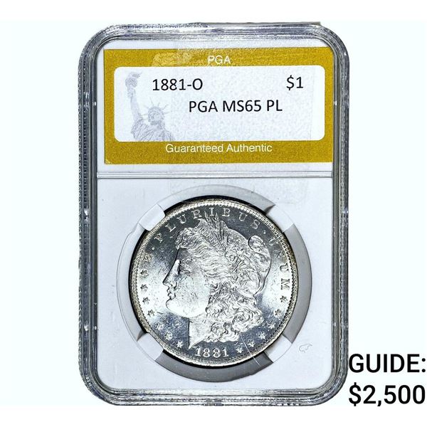 1881-O Morgan Silver Dollar PGA MS65 PL