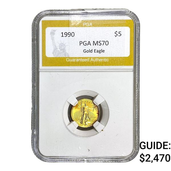 1990 1/10oz $5 Gold American Eagle PGA MS70