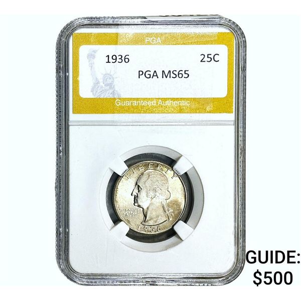 1936 Washington Silver Quarter PGA MS65