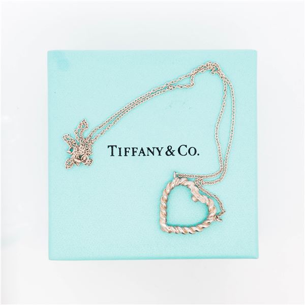 Tiffany & Co. Twisted Heart 925 Necklace w/Box & Storage Bag 16"