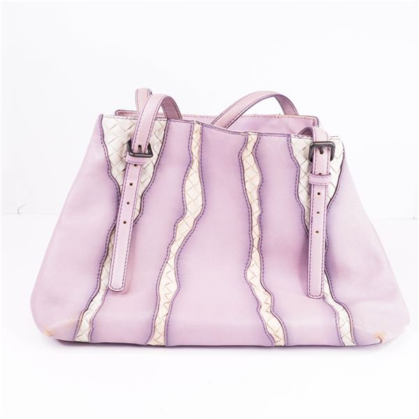 Bottega Veneta Intrecciato Wave-Stripe Tote - Dusty Lilac Nappa & Ivory Weave