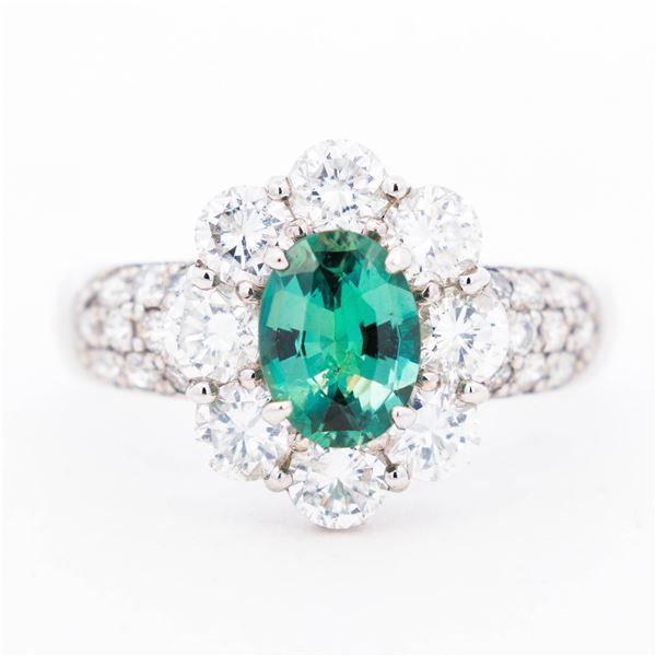 Pt900 GIA 1.02ct Brazilian Color Change Bluish-Green to Purple Alexandrite & 1.57ctw Natural Diamond