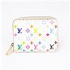 Image 1 : Louis Vuitton Multicolore Compact Wallet â€“ White Canvas / Pink Interior