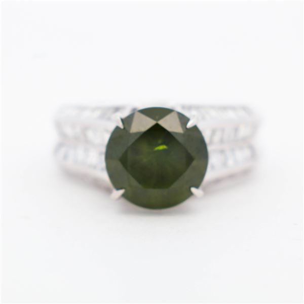 Pt900 3.73ct Russian Demantoid Garnet & 2.10ctw Natural Diamond Ring, 6