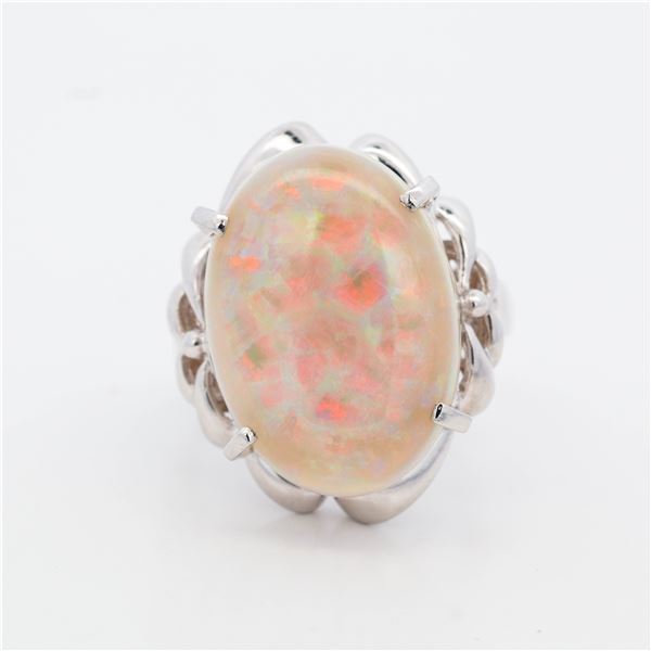 PT900 12.19 ct Cabochon Opal Solitaire Ring, 5.75