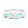 Image 1 : 14KWG Stackable 0.60ctw Natural Diamond Turquoise Enamel Ring sz 6.75