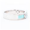 Image 3 : 14KWG Stackable 0.60ctw Natural Diamond Turquoise Enamel Ring sz 6.75