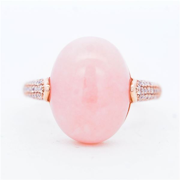 14KRG Effy 7.65ct Pink Opal & .24ctw Natural Diamond Ring, 7