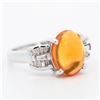 Image 2 : Platinum 2.02ct Fire Opal & Natural Diamond Cocktail Ring, 7