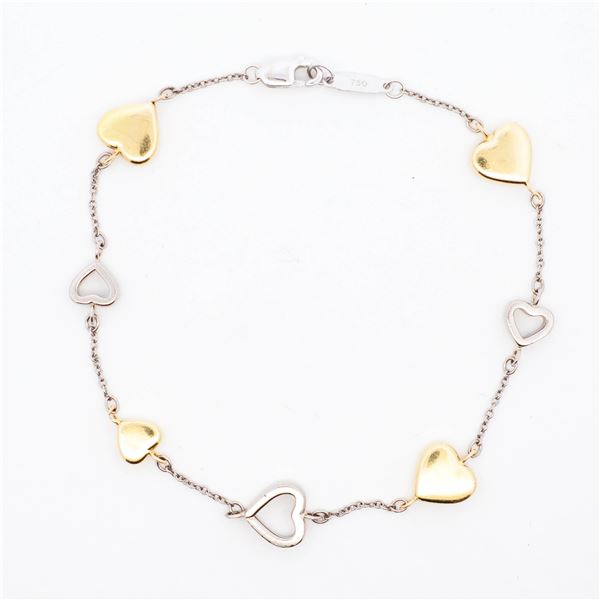 18KWG/YG Tiffany & Co. Heart Station Bracelet 7"