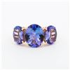 Image 1 : 14KYG 6.13ctw 3 Stone Tanzanite & Natural Diamond Ring, 7