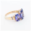 Image 2 : 14KYG 6.13ctw 3 Stone Tanzanite & Natural Diamond Ring, 7