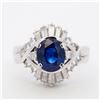Image 1 : Platinum 1.51ct Sapphire & .67ctw Natural Diamond Ballerina-Cluster Ring, 5