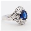 Image 2 : Platinum 1.51ct Sapphire & .67ctw Natural Diamond Ballerina-Cluster Ring, 5