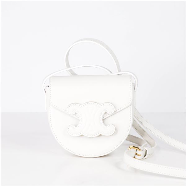 CELINE Mini Besace Cuir Triomphe White Leather Bag