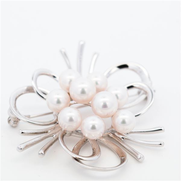 Mikimoto Floral Sunburst & 5.7-6.3mm Pearl Sterling Brooch/Pendant