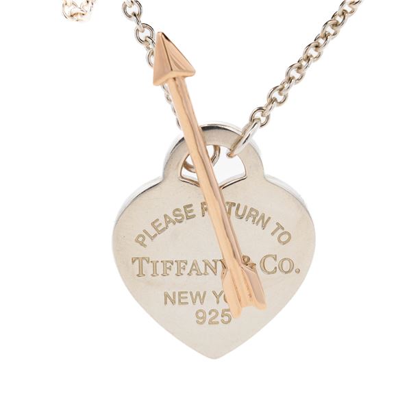18KYG/925 Tiffany & Co. â€œLove Struckâ€ Heart Tag Necklace 18"
