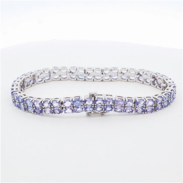 10KWG 14.62ct Natural Tanzanite Tennis Bracelet 7.25"