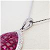 Image 3 : 18K WG All Natural 8.75ctw Invisible Set Ruby 0.70ctw Diamond Pendant Necklace 18"