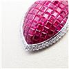 Image 4 : 18K WG All Natural 8.75ctw Invisible Set Ruby 0.70ctw Diamond Pendant Necklace 18"