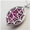 Image 5 : 18K WG All Natural 8.75ctw Invisible Set Ruby 0.70ctw Diamond Pendant Necklace 18"