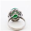 Image 4 : Pt900 Mid Century Jadeite & Diamond Foliate Cluster Ring, 6.25