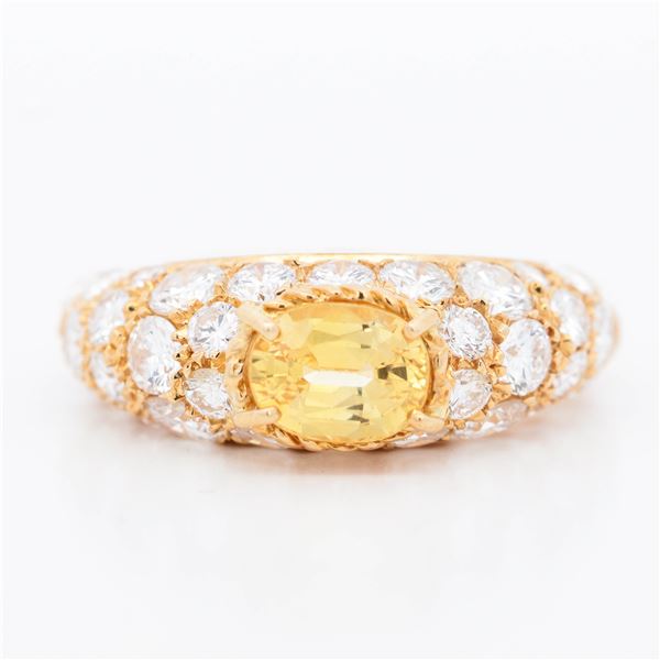 18KYG Imperial Topaz & Diamond Pave Ring, 6.5