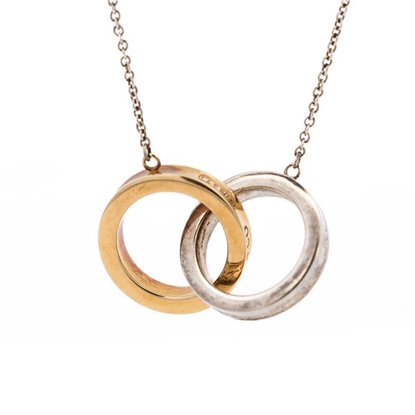 18KYG/925 Tiffany & Co. Two-Tone Interlocking Circles Pendant Necklace